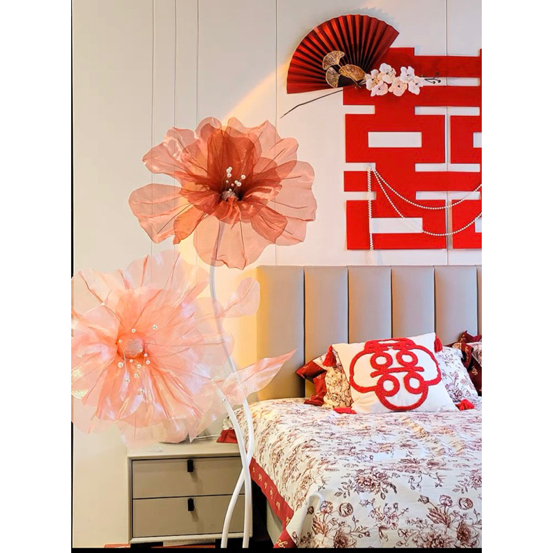 Cây hoa khổng lồ cao 1m8 cánh voan sang trọng to 45cm trang trí shop, cửa hàng, store phong cách sang chảnh
