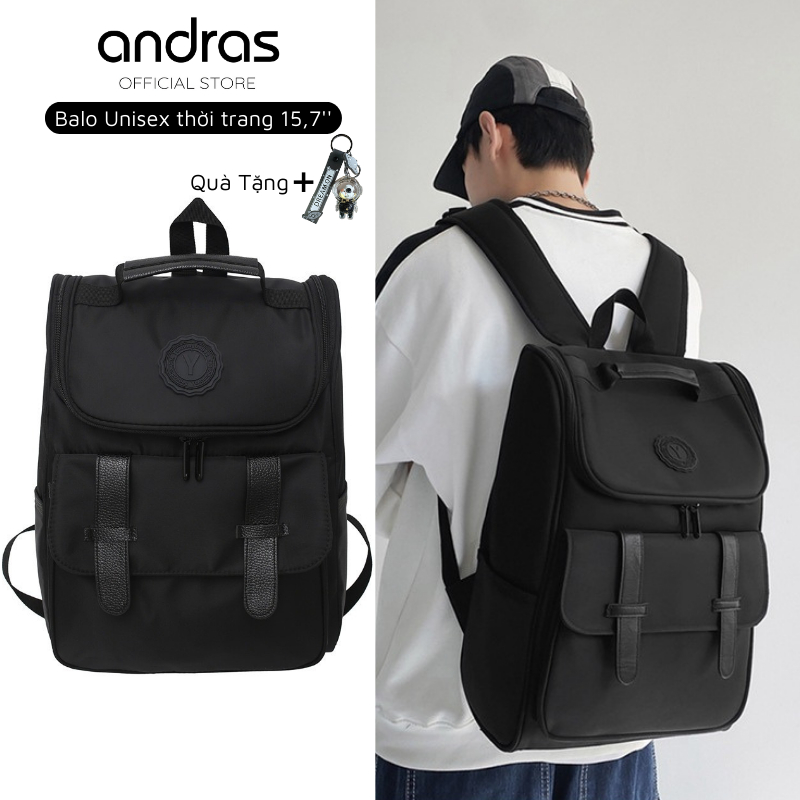 Balo nam nữ unisex đi học cao cấp đựng vừa laptop 15,7inch, Ba lô cặp sách nam nữ mini nhỏ gọn màu đen - BL06