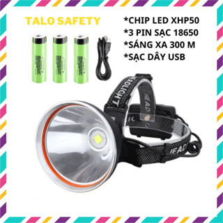 Đèn pin đội đầu siêu sáng đi rừng chip led XHP50-L4, dùng pin 3 18650 chống nước tốt