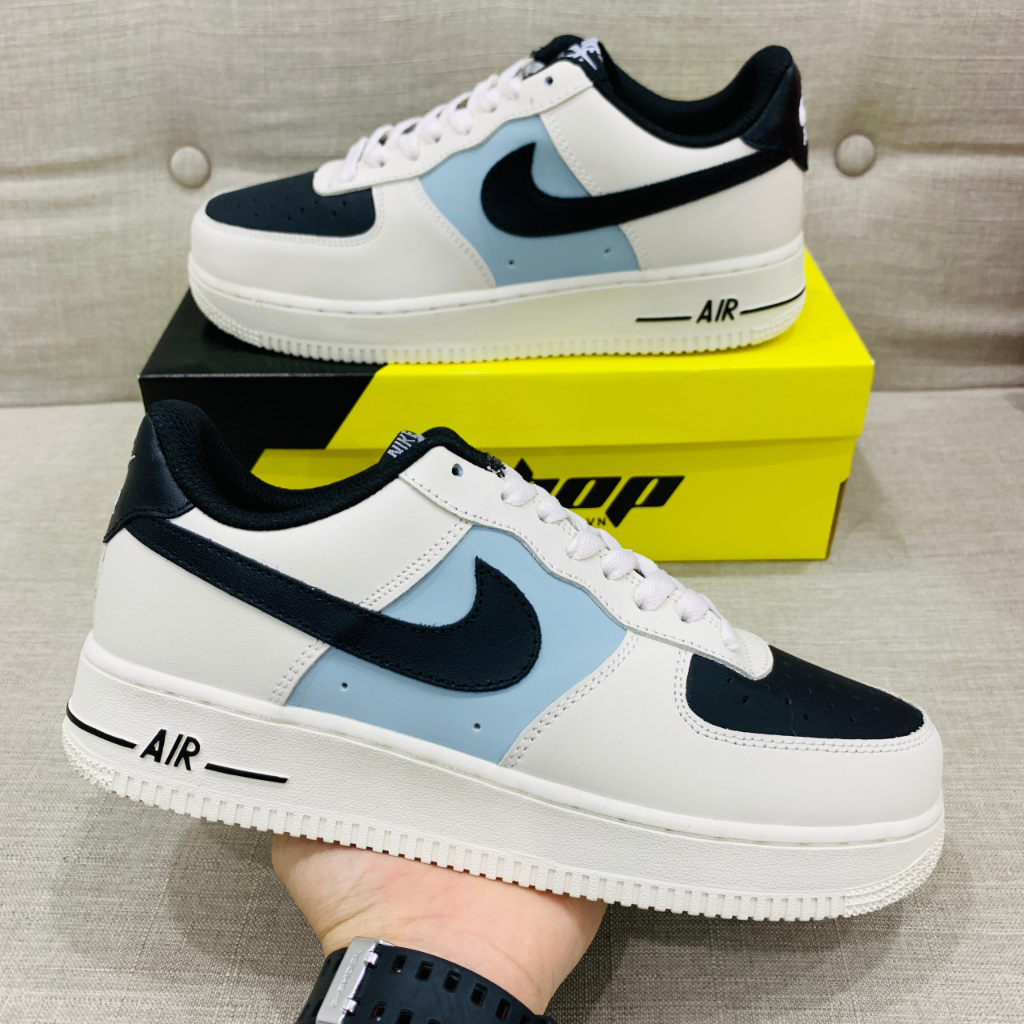 Giày _Nike Air Force 1 mũi đen nam nữ, giày AF1 White Black bản S.Cấp Trung full phụ kiện.hannasneaker