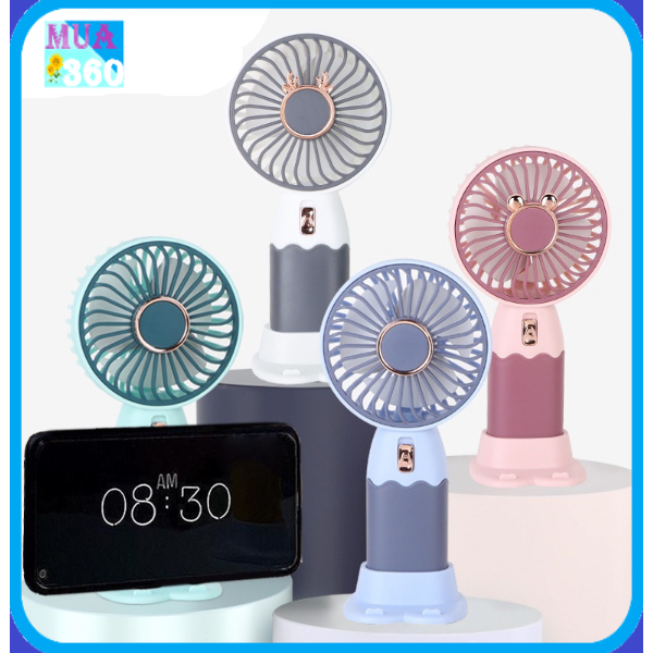 Quạt Mini Cầm Tay Kiêm Giá Đỡ - Quạt Công suất lớn, sạc pin thông minh