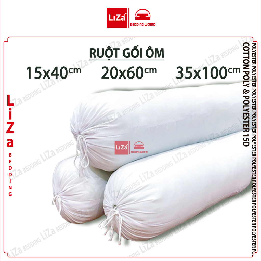 Ruột Gối Ôm Cao Cấp Bông Gòn 15D, Lõi Gối Ôm 1000g Êm Mềm Đàn Hồi Cao, Size 35x100,20x60 (Chưa Kèm Vỏ)