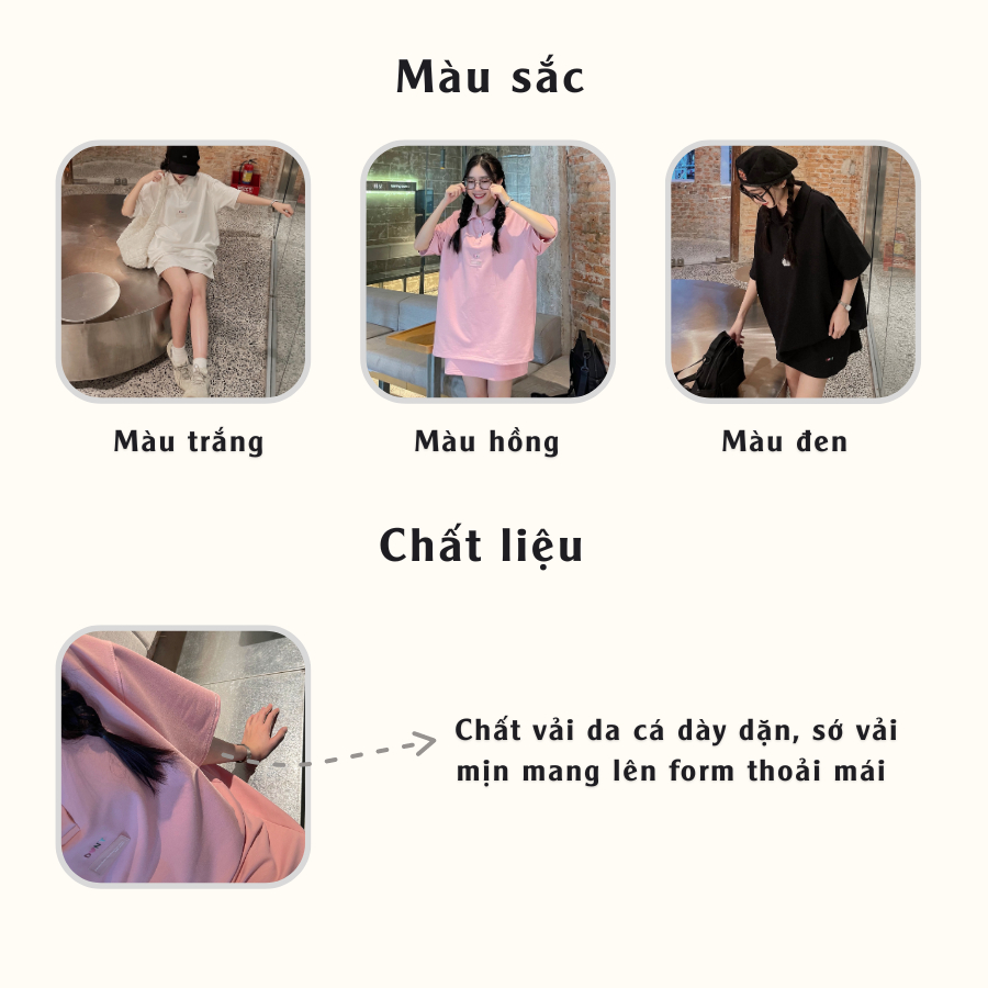 Set Áo Polo Và Chân Váy Nữ JEMCLOSET Form Rộng Thoải Mái Năng Động FLOKI 8149