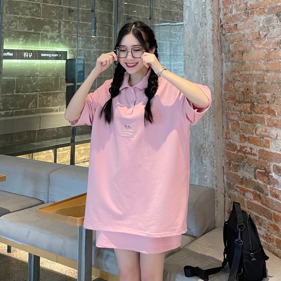 Set Áo Polo Và Chân Váy Nữ JEMCLOSET Form Rộng Thoải Mái Năng Động FLOKI 8149