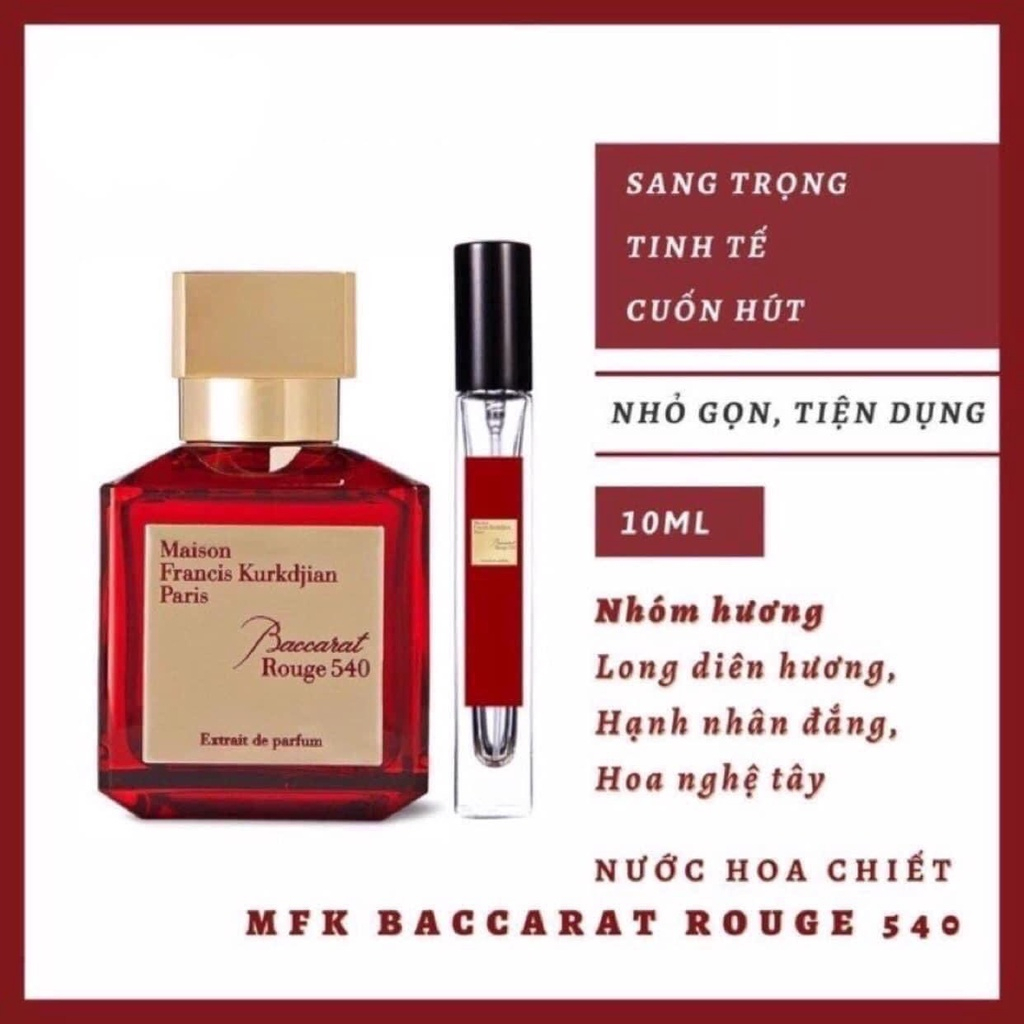 Nước Hoa Nam Nữ Unisex Baccarat Rouge 540 Extrait  Đỏ