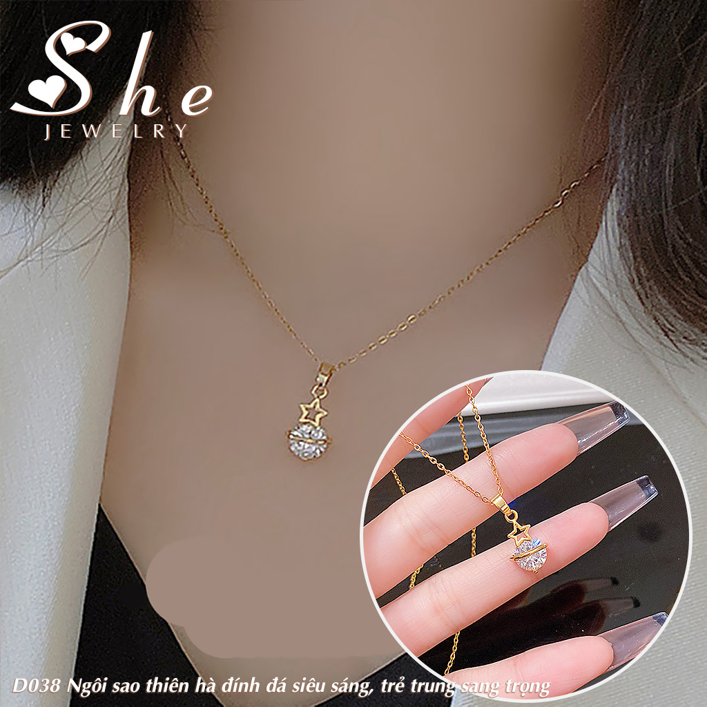 Dây chuyền nữ ngôi sao thiên hà Titan không gỉ, vòng cổ kiểu dáng sang trọng, thanh lịch Trang sức She D039