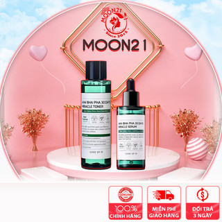 Combo Dưỡng Da Giảm Mụn Kiềm Dầu Toner Và Serum SOME BY MI MOON21 AHA-BHA-PHA 30 DAYS Miracle Chính Hãng HÀN QUỐC