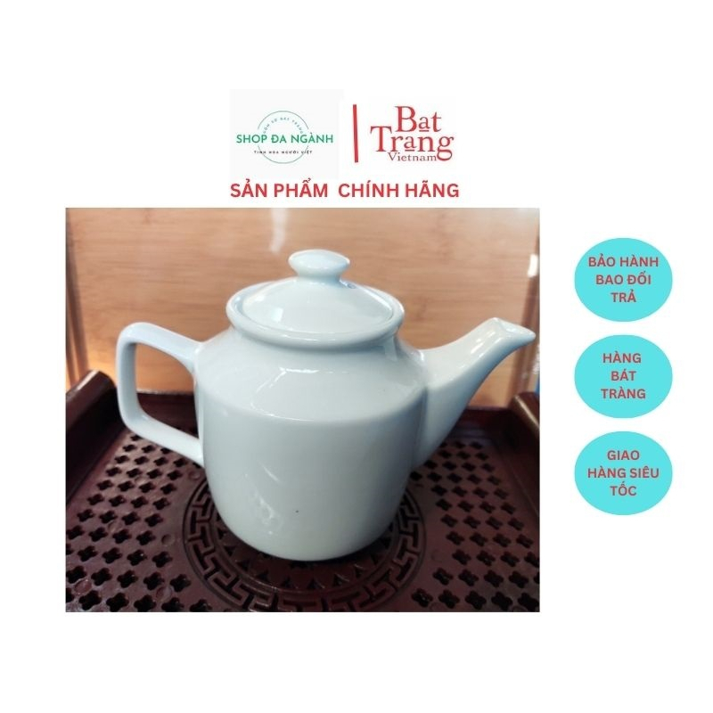 Ấm trà dáng vuông cỡ lớn 700 ml gốm sứ Bát Tràng