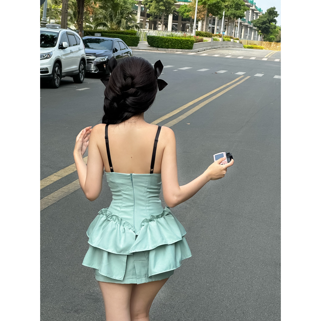 Đầm Bèo Nhún Tầng Babe - 3432