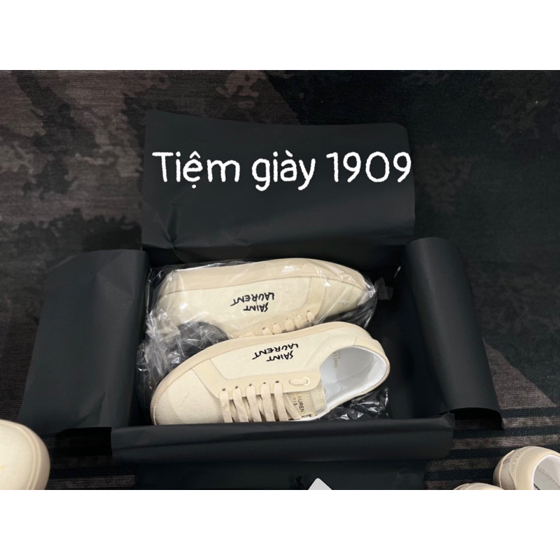 Giày Thể Thao Ysl Trắng Kem Saint Laurent Cổ Thấp + Cao Cấp