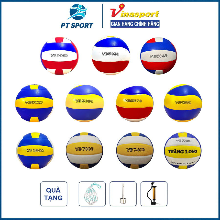 Bóng chuyền da Thăng Long chính hãng VB7700, VB7400, VB700, VB 5020... (tặng bơm mini + túi lưới + kim bơm) Banh chuyền