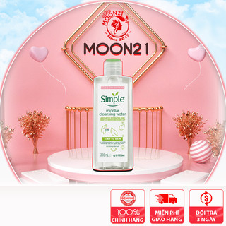 Nước tẩy trang Simple MOON21 không cồn dịu nhẹ Micellar Cleansing Water 200ml tẩy trang cho da dầu mụn mắt môi