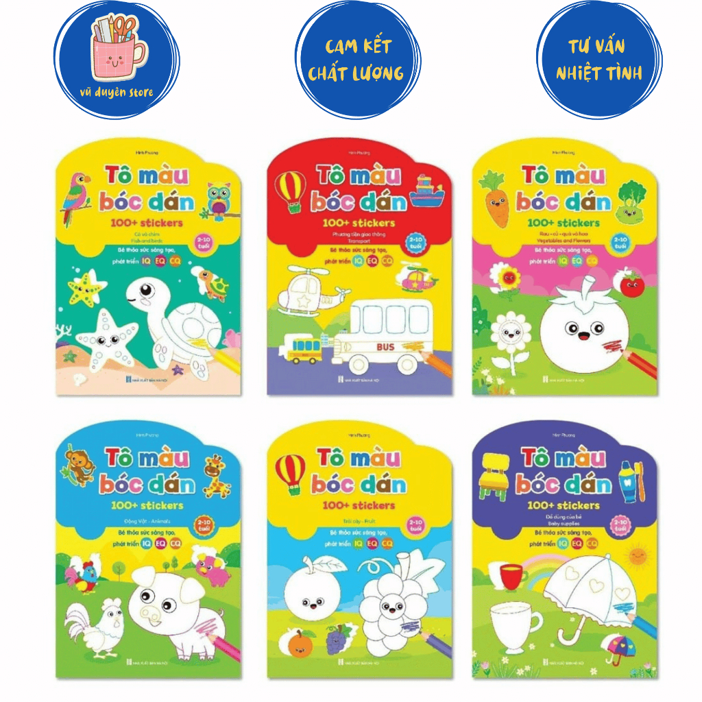Tô màu bóc dán 100+ stickers cho bé từ 2 đến 10 tuổi món quà tặng giúp bé vui chơi, sáng tạo