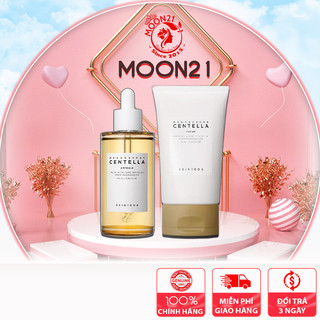 Bộ 2 Sản Phẩm Dưỡng Phục Hồi Da Mụn Tinh Chất rau má - Kem dưỡng Madagascar Skin1004 Chính Hãng