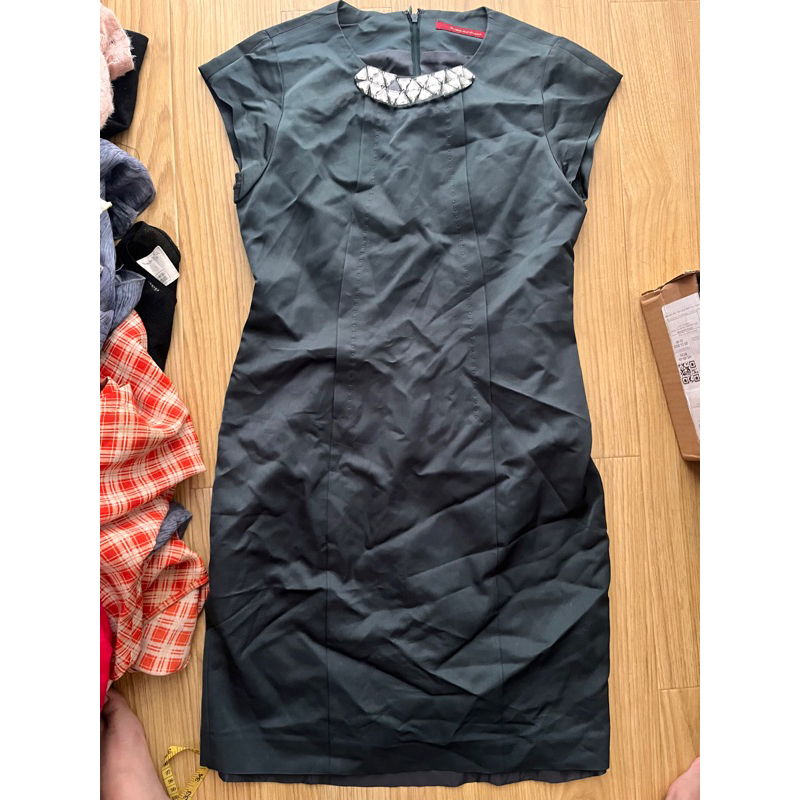 Đầm Si Tuyển Nhật Hàn màu xanh lá xanh két áo cổ lọ kèm chân váy họa tiết xanh lá