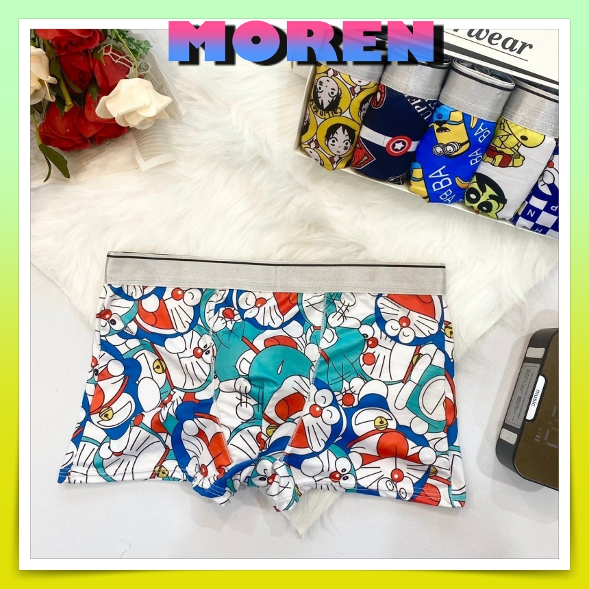Quần lót nam in hình thun lạnh, quần sịp đùi nam co dãn hoạt hình doremon, shin,siêu nhân... MOREN