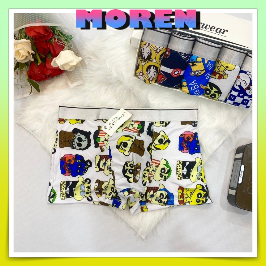 Quần lót nam in hình thun lạnh, quần sịp đùi nam co dãn hoạt hình doremon, shin,siêu nhân... MOREN
