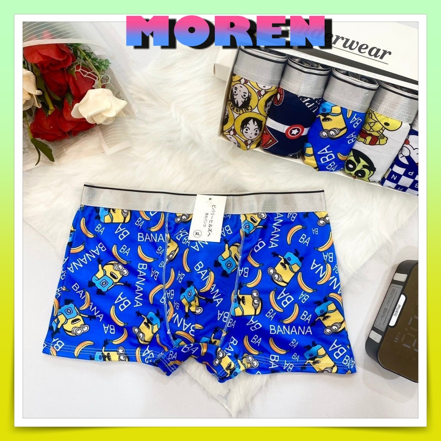Quần lót nam in hình thun lạnh, quần sịp đùi nam co dãn hoạt hình doremon, shin,siêu nhân... MOREN
