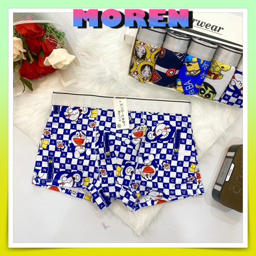 Quần lót nam in hình thun lạnh, quần sịp đùi nam co dãn hoạt hình doremon, shin,siêu nhân... MOREN