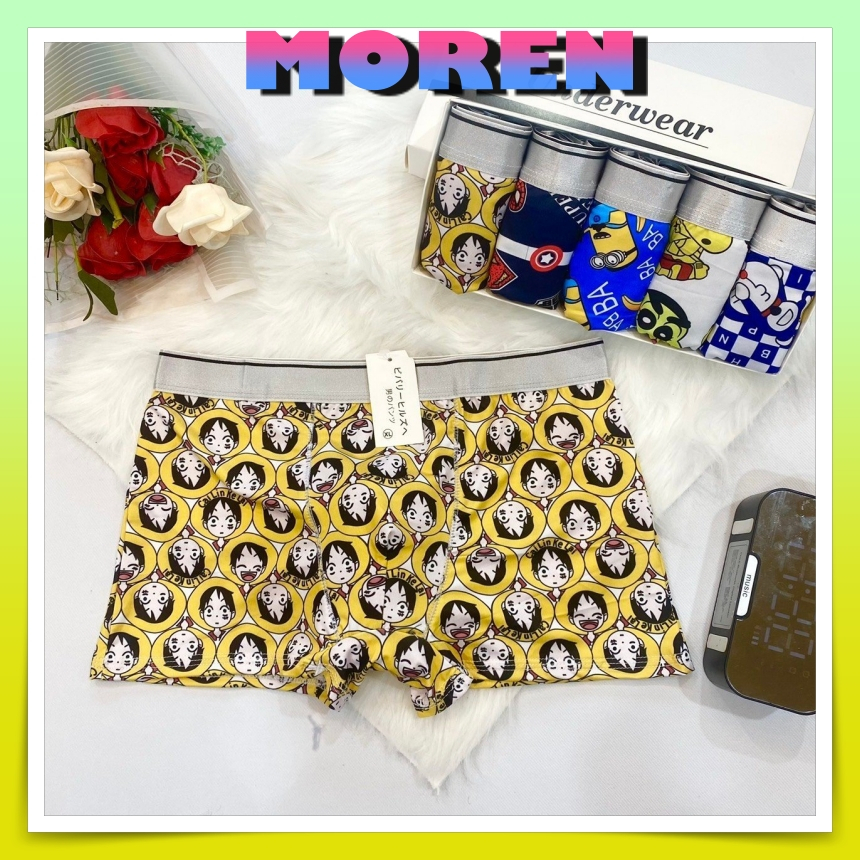 Quần lót nam in hình thun lạnh, quần sịp đùi nam co dãn hoạt hình doremon, shin,siêu nhân... MOREN