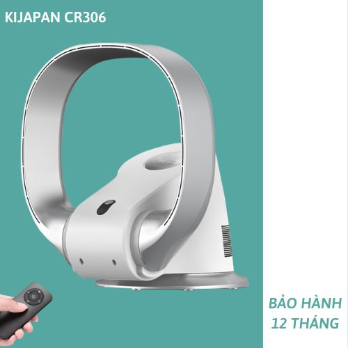 Quạt Không Cánh Treo Tường Để Bàn KIJAPAN CR306 - 8 Tốc Độ Thổi Gió Màn Hình Cảm Ứng LED- Gập 180 Độ - Xoay 90 Độ