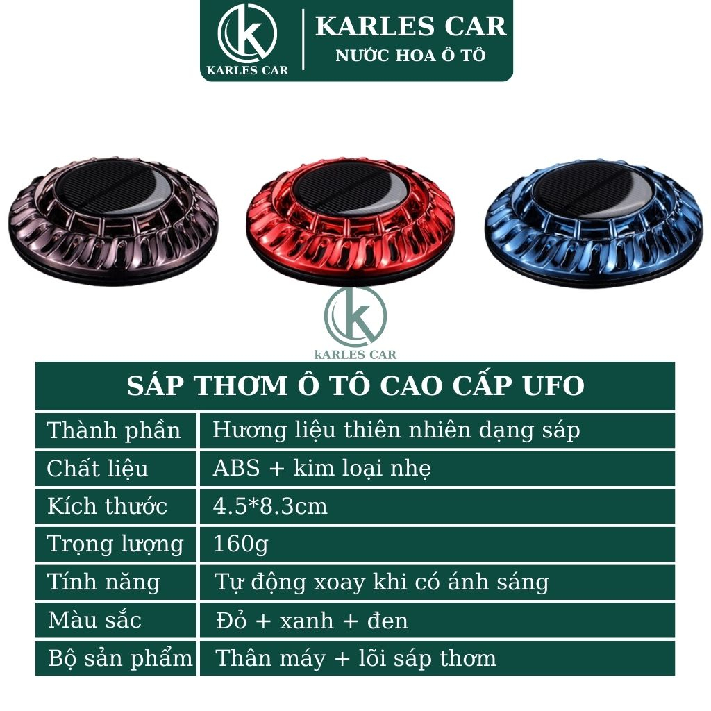 Sáp Thơm Ô Tô Cao Cấp Mẫu Ufo, Máy Khuếch Tán Tinh Dầu Ô Tô Tự Xoay