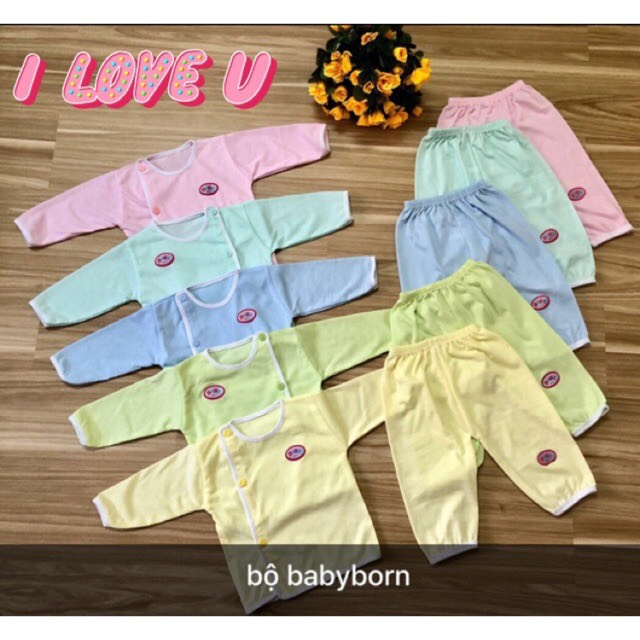 Bộ sơ sinh Babyborn dài tay cotton mềm cho bé từ 3-7kg CSSX VINH BAN