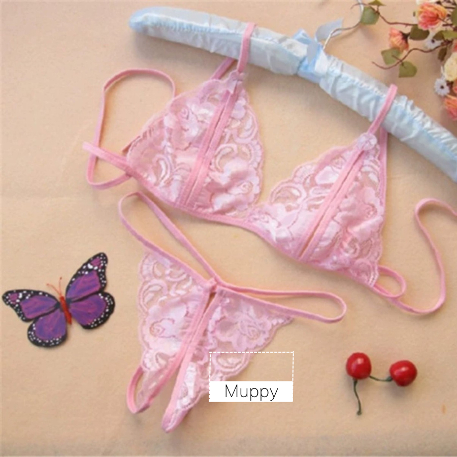 [Mã INBAU15 giảm 10% đơn 0đ] S15 Set Bộ Đồ Lót Ren 2 Mảnh Cột Dây MUPPY Sexy Gợi Cảm Quần Xẻ Đáy | BigBuy360 - bigbuy360.vn