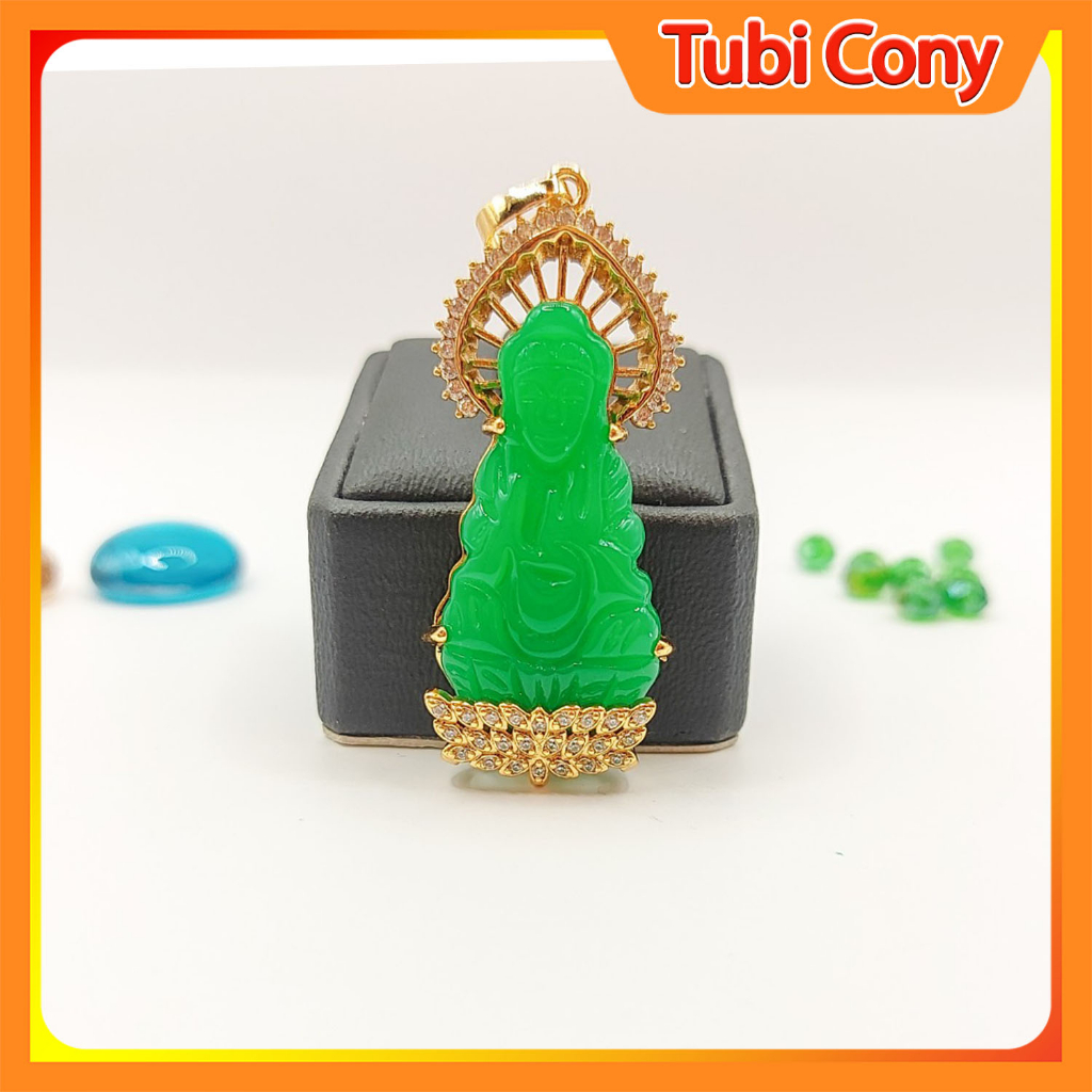 Mặt Dây Chuyền Mẹ Quan Âm Phật Màu Xanh 055RDX110622