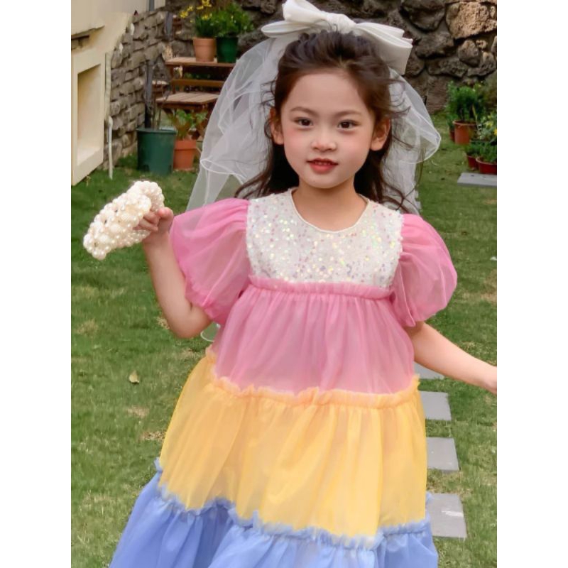 ĐẦM ĐI TIỆC VÁY VOAN TƠ XÒE RỘNG BÉ GÁI HAIVANCO cho bé 10 đến 40 kg mềm mại và thoáng mát đi học đi chơi đều đẹp