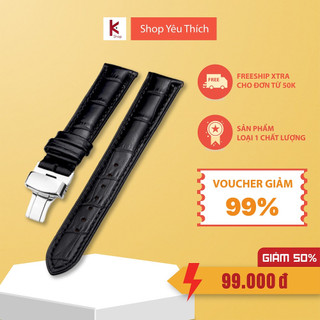 Dây Đồng Hồ Da Khóa Bướm Bạc - Dây Da Đồng Hồ 16mm 17mm 18mm 19mm 20mm 21mm 22mm