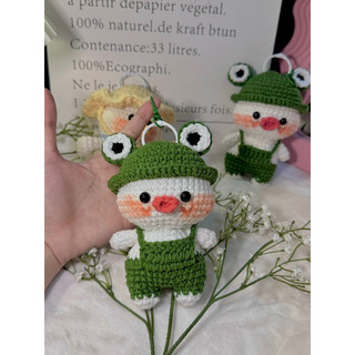 Móc khoá con vịt đội nón ếch len crochetbyQuin