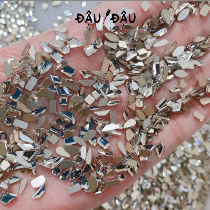 Set đá chân bằng 100 viên size nhỏ màu Trắng pha lê sang trọng