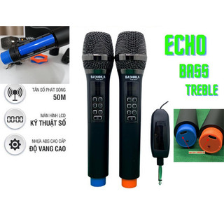Bộ  2 micro karaoke thần thánh chỉnh full Echo, bass, streble, set tần số  tích hợp  amly  dành  loa  ko  eco  bass tree