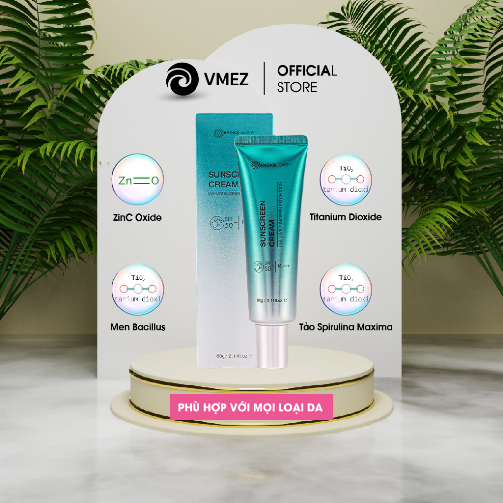 Kem chống nắng Sunscreen Cream SPF50+ PA++++ 3 IN 1 Thấm nhanh, không bóng dầu, bết bí Hathor Beauty 60g - VMEZ