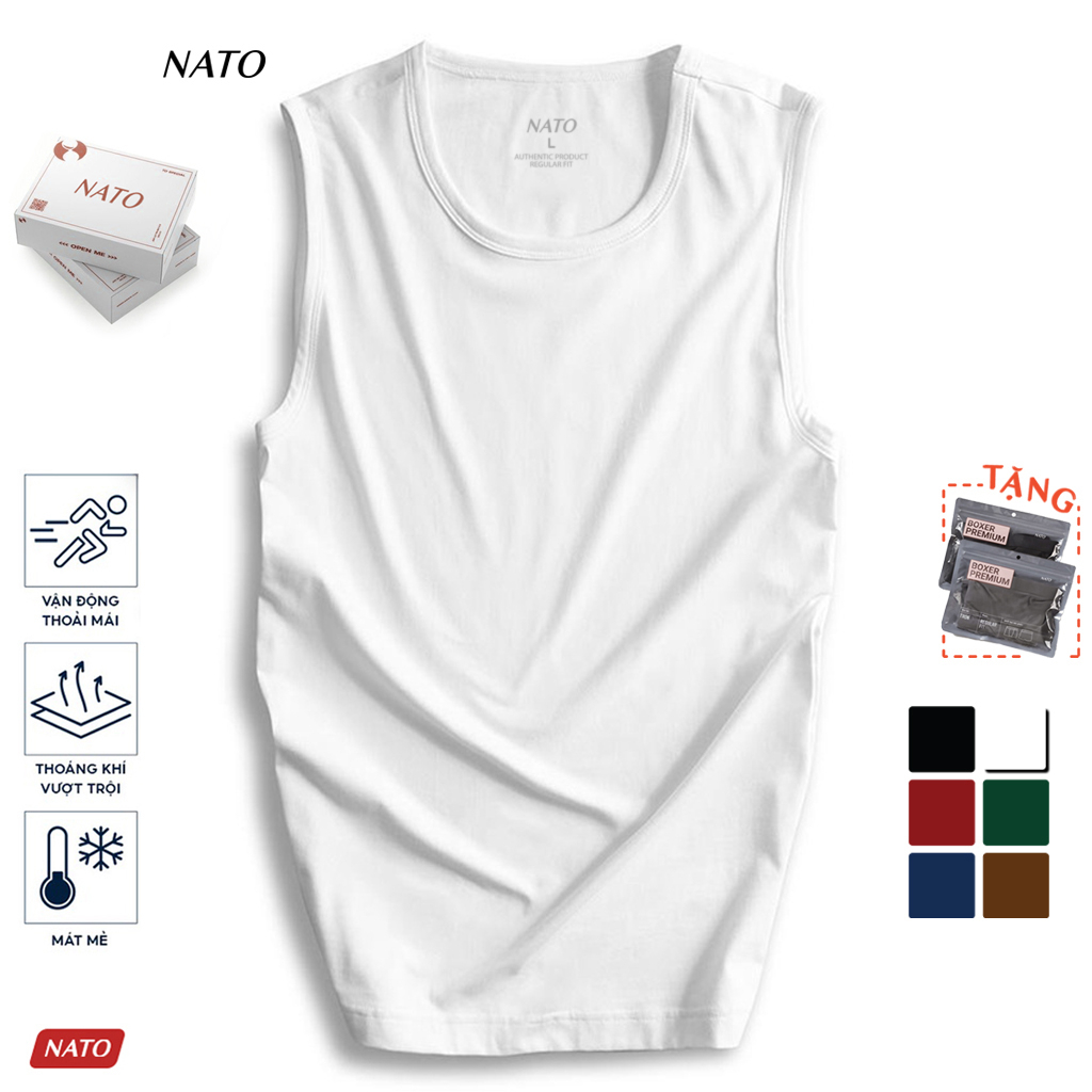 Áo Thun BA LỖ Nam Vải Cotton 100% Cao Cấp Tank Top Sát Nách Basic Đẹp Màu Trắng Đen Đỏ Xanh Navy Trơn Co Giãn NATO