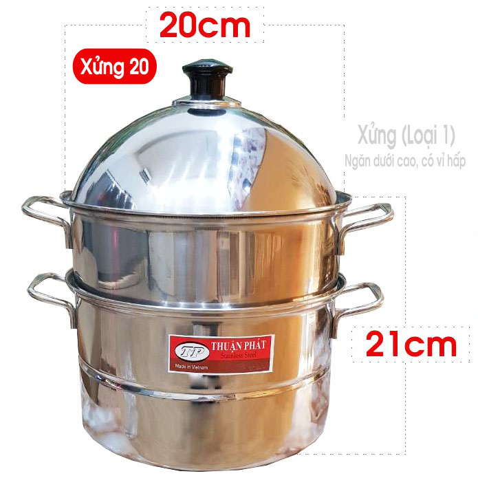 Bộ xửng hấp inox cao cấp nắp inox, dùng được mọi loại bếp /Size : 20cm, 24 cm, 28 cm,32cm,36cm
