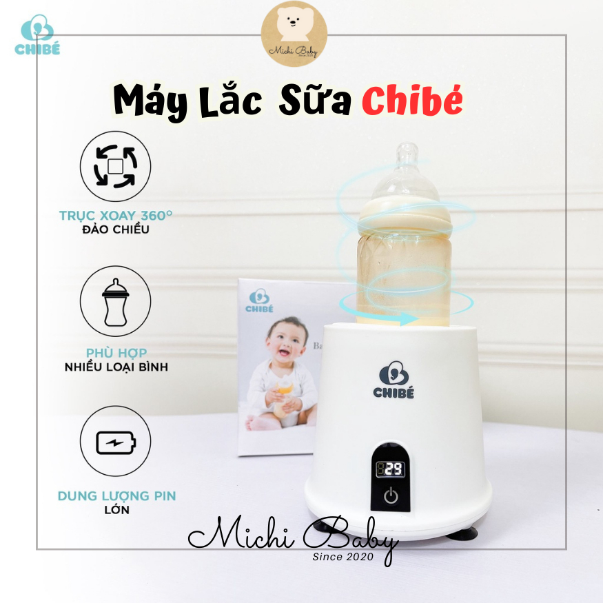 Máy Lắc Bình Sữa Chibe Cho Bé Thơm Ngon, Không Bọt, Không Vón Bảo Hành 1 Năm - Michi Baby MC227