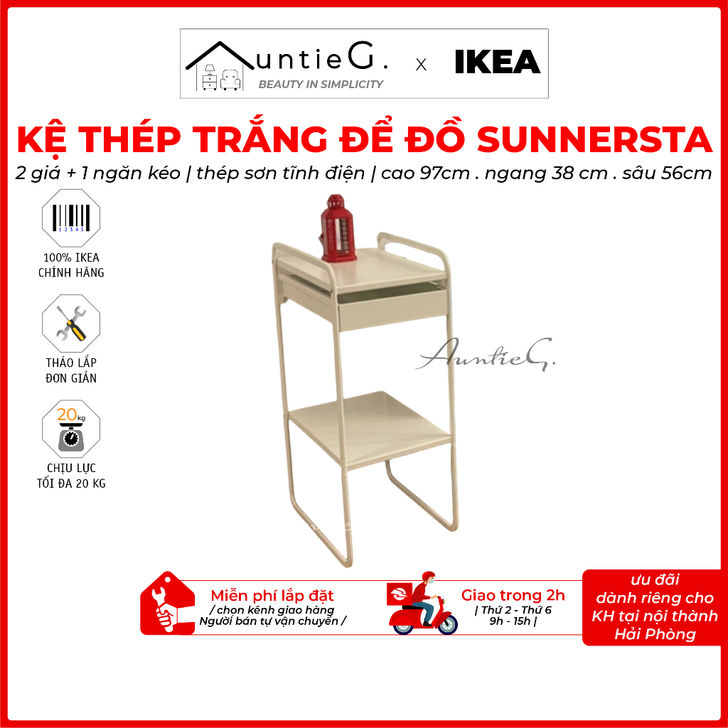 Kệ trắng thép sơn tĩnh điện Sunnersta