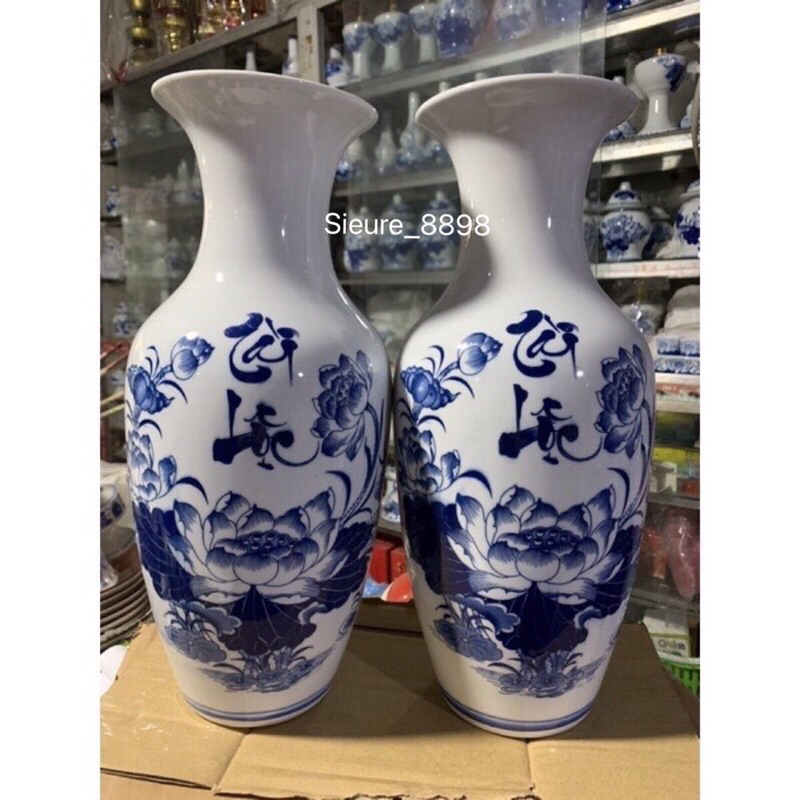 Lục Bình 30cm Tài Lộc, Phúc Đức, Phúc Lộc Thọ , Hoa Lá Sen Bát Tràng Men Đẹp, Sứ Dày Dặn