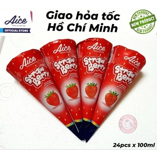 🍦 kem ốc quế dâu aice / strawberry cone 45ml - giao hỏa tốc hồ chí minh