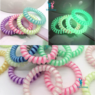 Dây cột lò xo phát sáng, thun buộc tóc dạ quang không đau hàn quốc nhiều màu xinh xắn