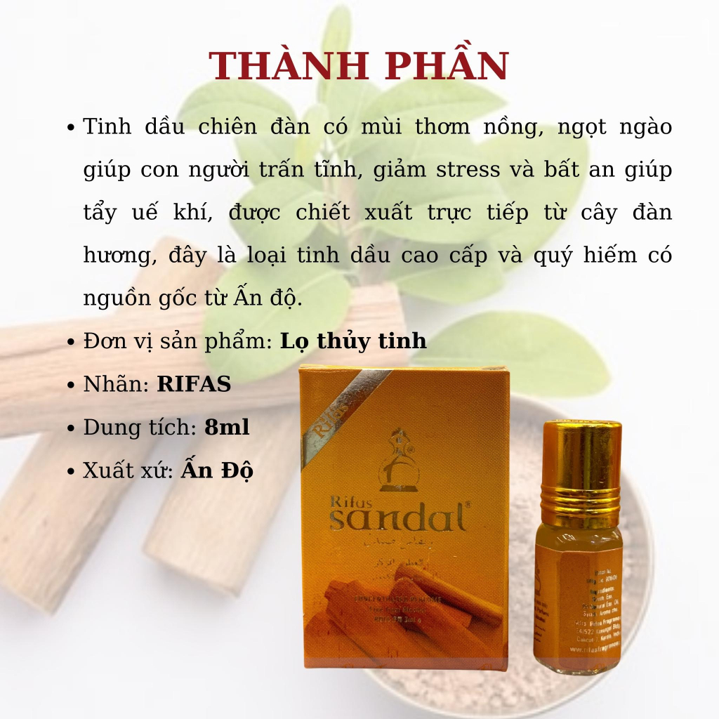 Tinh Dầu Chiên Đàn Ấn Độ Rifas 3ML