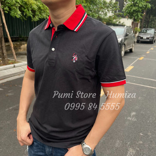 Áo polo u.s. polo assn. slim fit contrast pique - màu đen