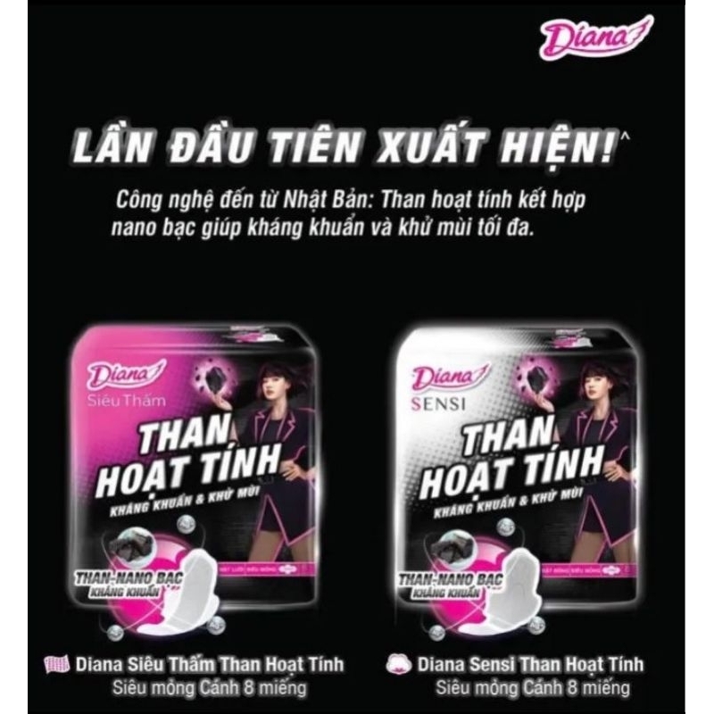 1 Gói Diana Siêu thấm/Sensi than hoạt tính 8miếng/gói