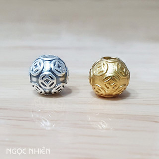 Charm bạc châu bi tròn tài lộc c70, bạc 925