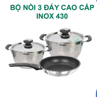 Bộ nồi và chảo chống dính bếp từ cao cấp Fivestar Standard 3 chiếc nắp inox quai silicon chống nóng