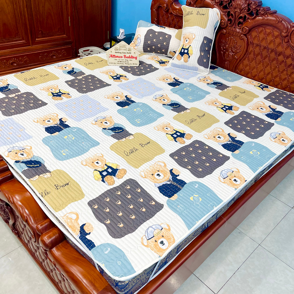 Chiếu Điều Hòa 4 mùa cotton mát mẻ tặng 2 vỏ gối đầu cùng bộ size rộng 1m2;1m6;1m8;2m2 dài 2m chun cố định 4 góc