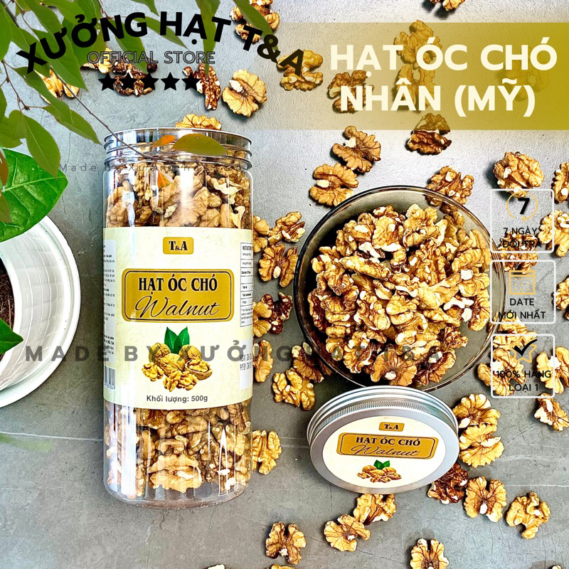 Hạt Óc Chó Nhân Mỹ 500Gr loại 1 cao cấp hạt óc chó không vỏ nguyên vị giòn chế độ ăn thô - CHỢ HẠT T&A