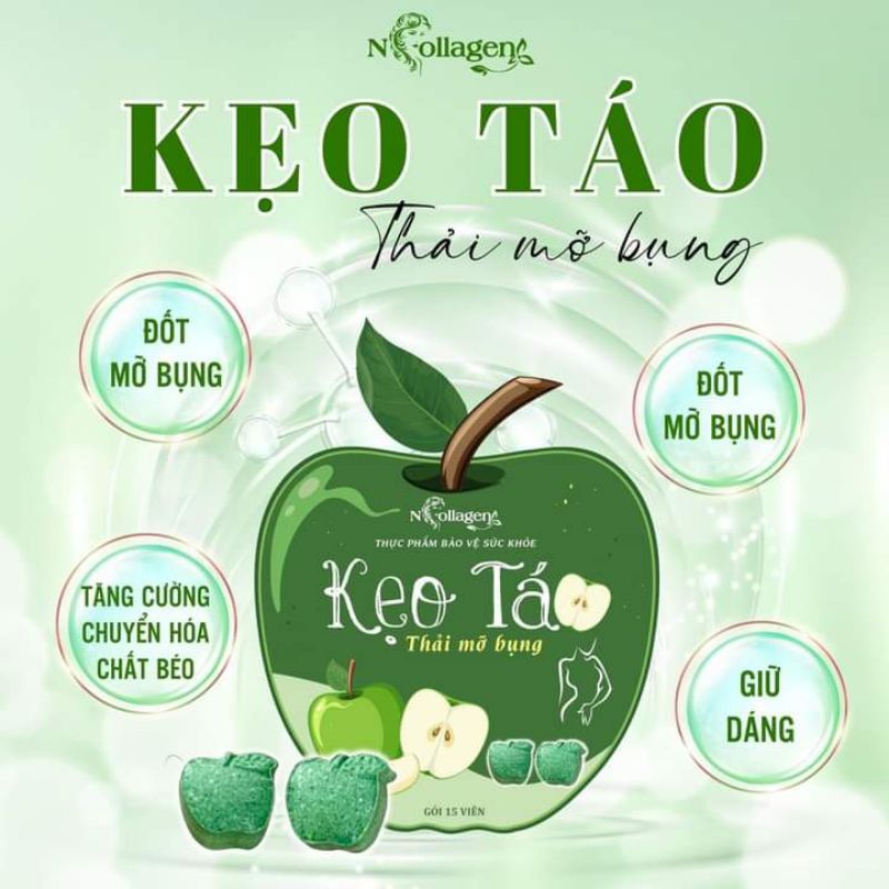 KẸO TÁO GIẢM MỠ BỤNG NCOLLAGEN CHÍNH HÃNG